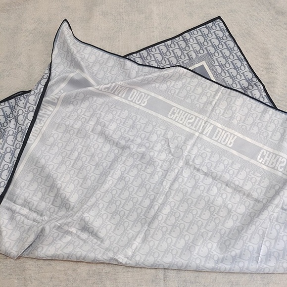 Christian Dior Grey Oblique Monogram Silk Scarf - Picture 3 of 5